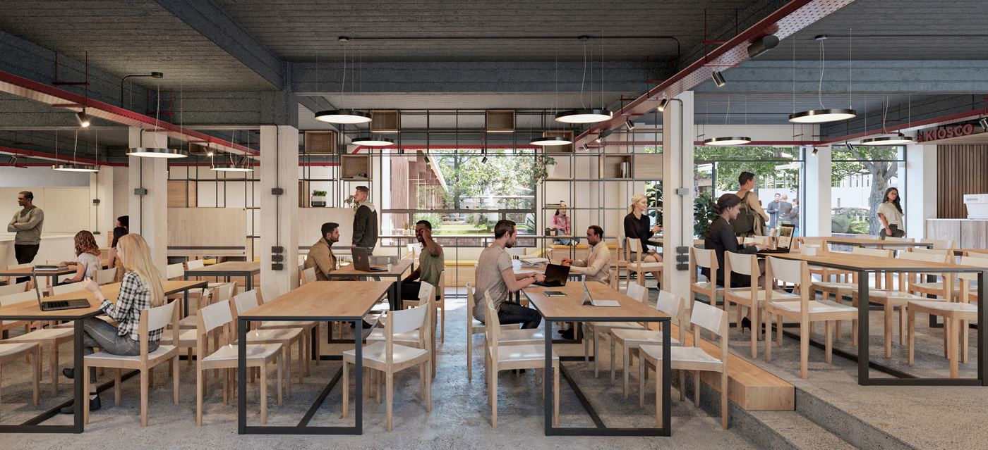Render de la Sala de Estudio CEAU: Más lugares para trabajar